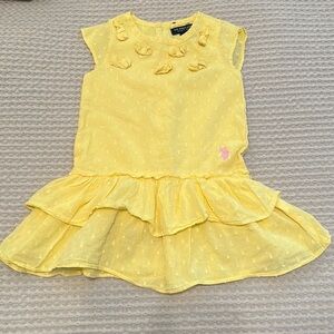 US Polo assn 100% cotton yellow ruffle dress size 2T